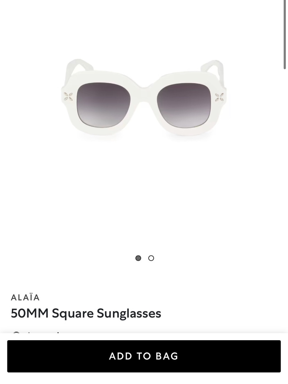 Alaia white 50MM square Sunglasses with  Gradient Lenses